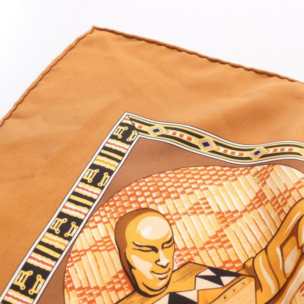 HERMES Authentic Brown Silk Scarf - Picture 4 of 4